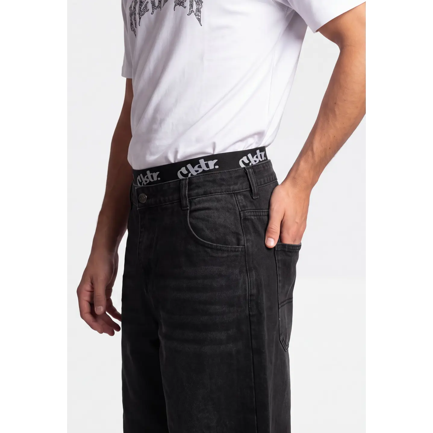 Bermuda Denim Wide Leg Hombre Negro 4