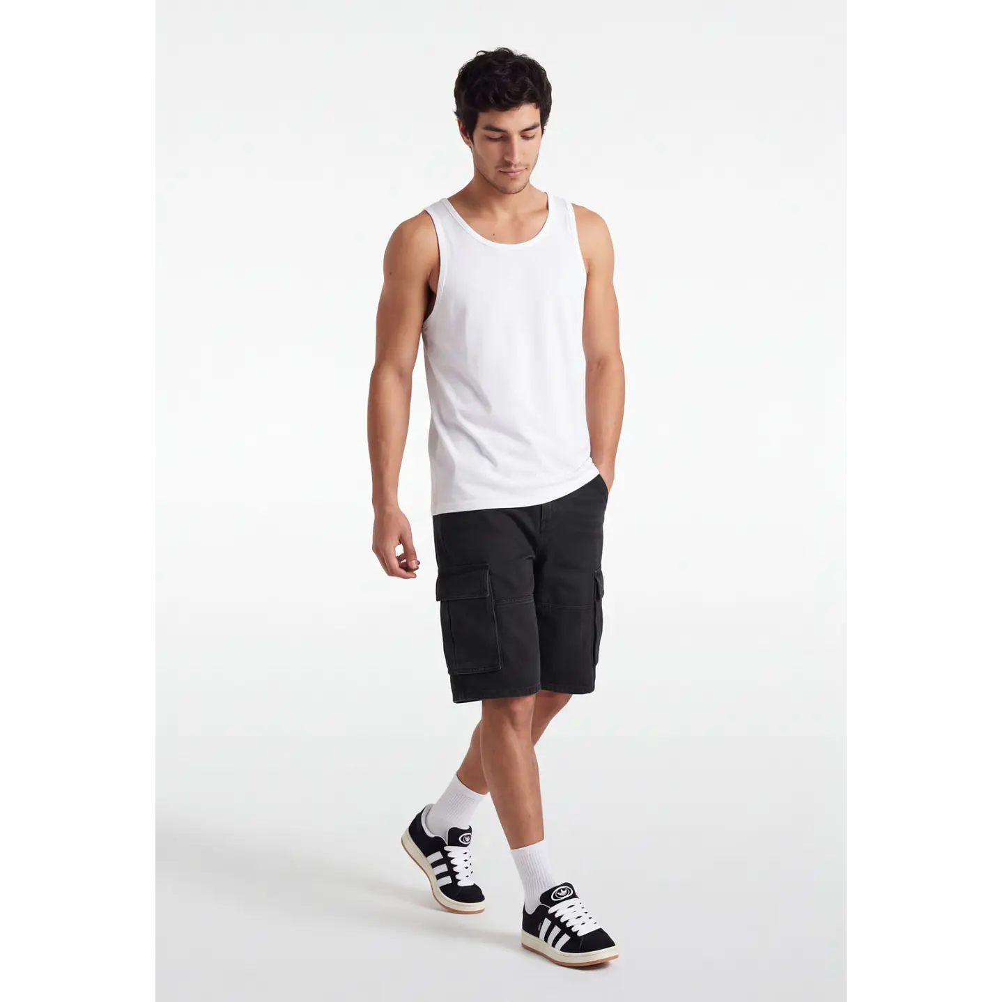Bermuda Skater Procesado Cargo Hombre Gris 2