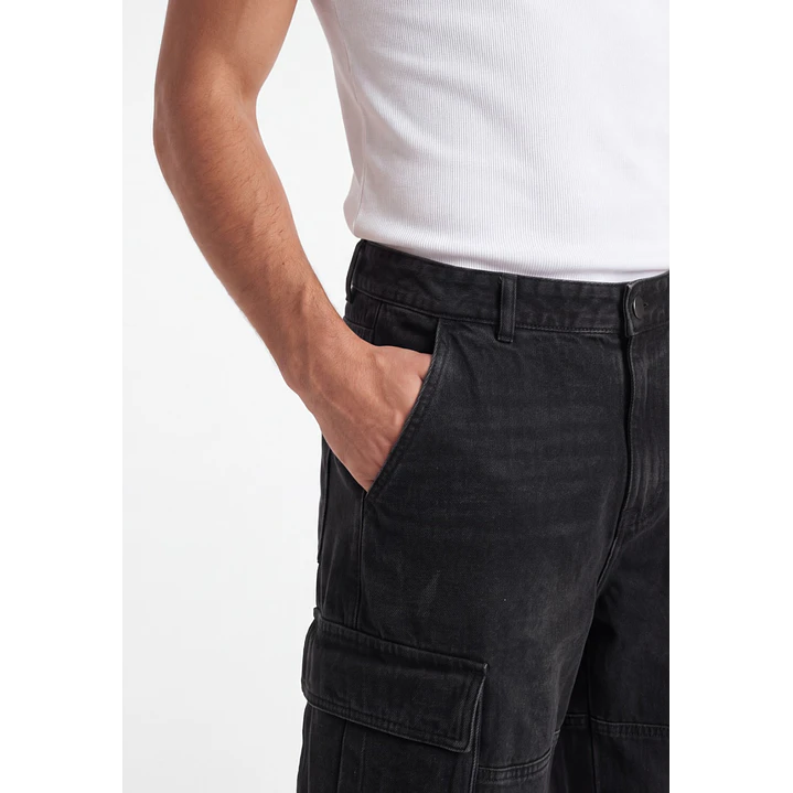 Bermuda Skater Procesado Cargo Hombre Gris 4