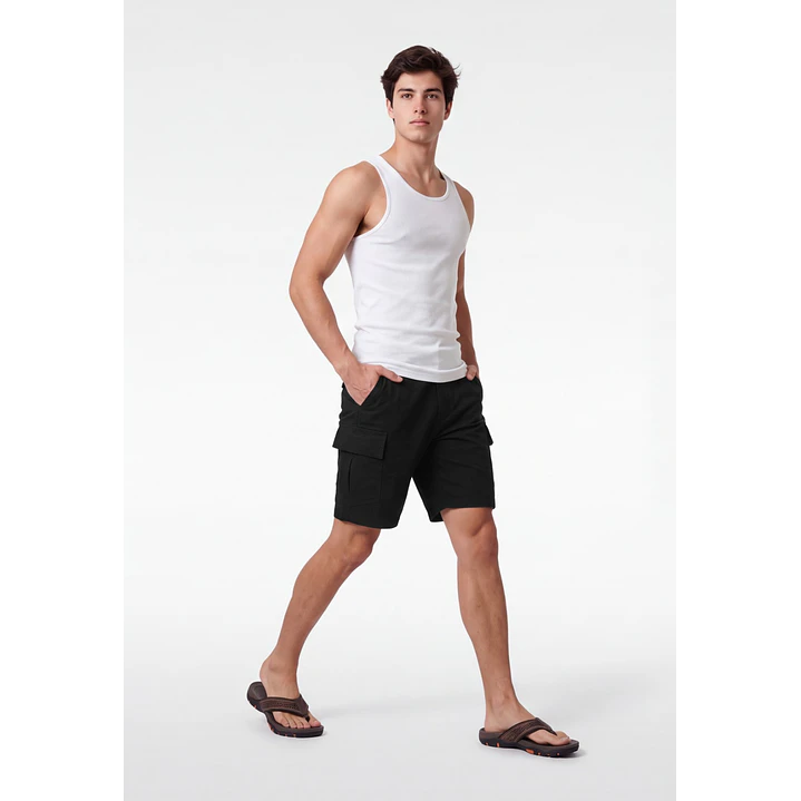 Bermuda Cargo Hombre Negro 3