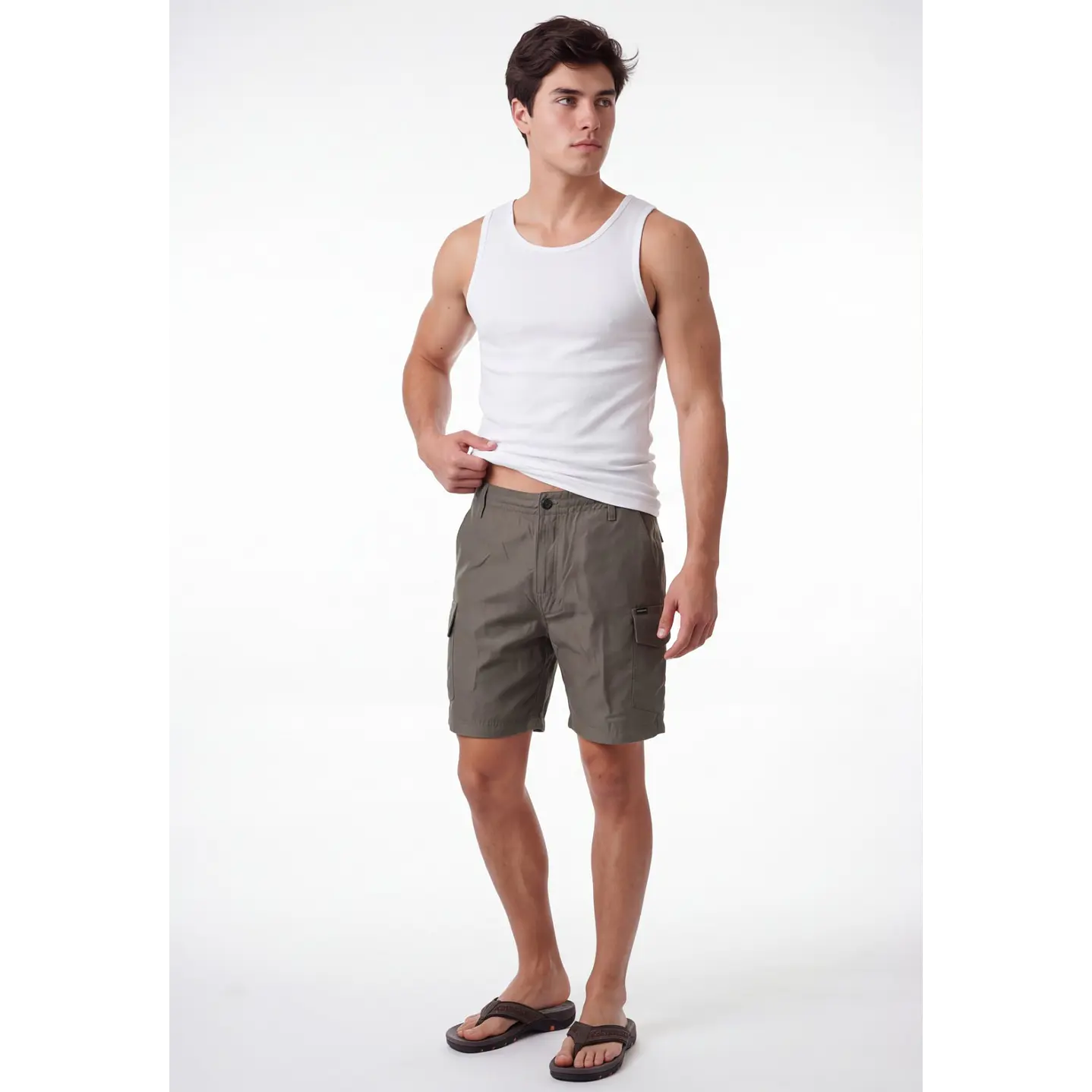 Bermuda Delgado Cargo Hombre Beige 3
