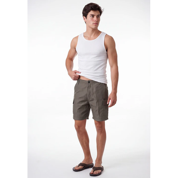 Bermuda Delgado Cargo Hombre Beige 3
