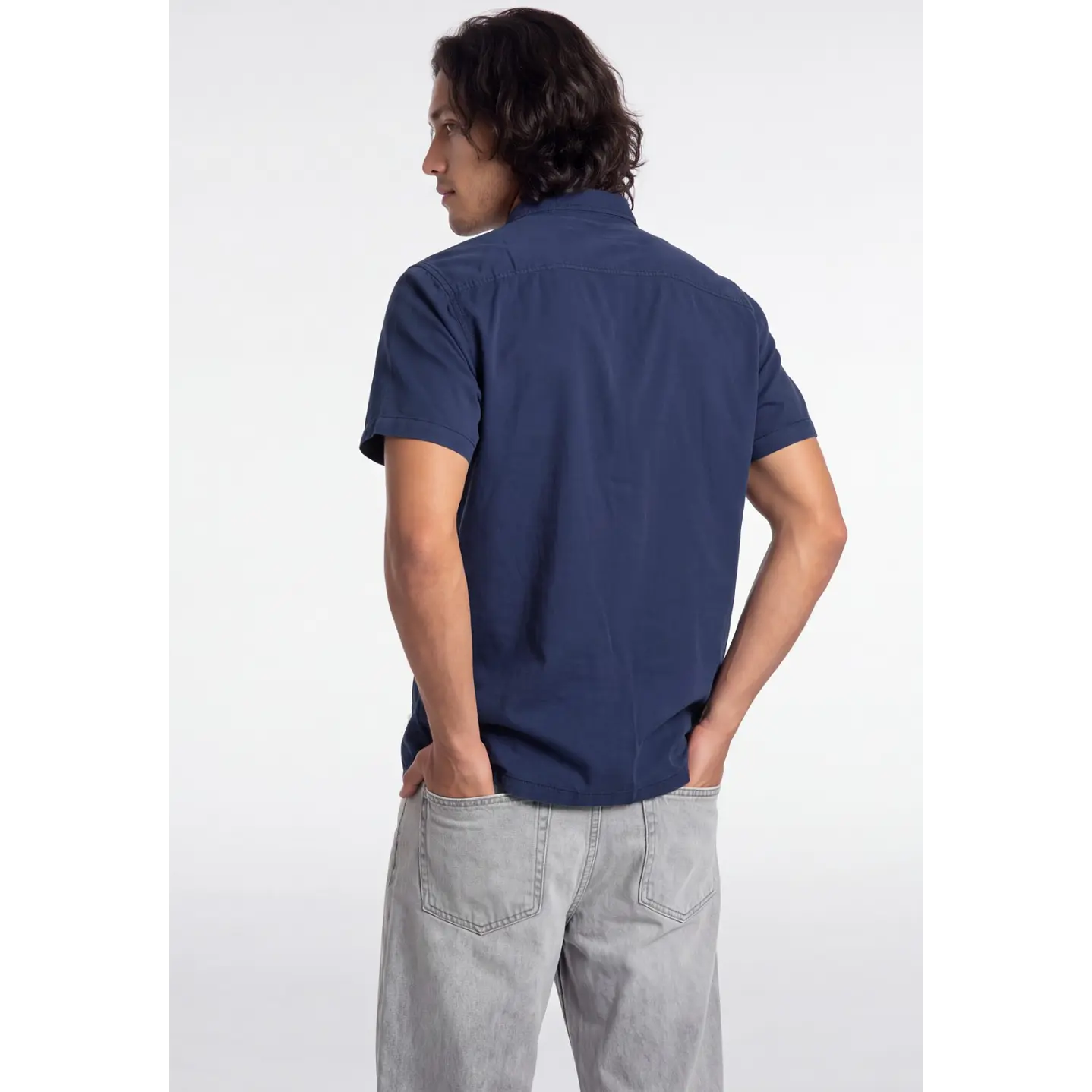 Camisa Lisa Hombre Azul 2