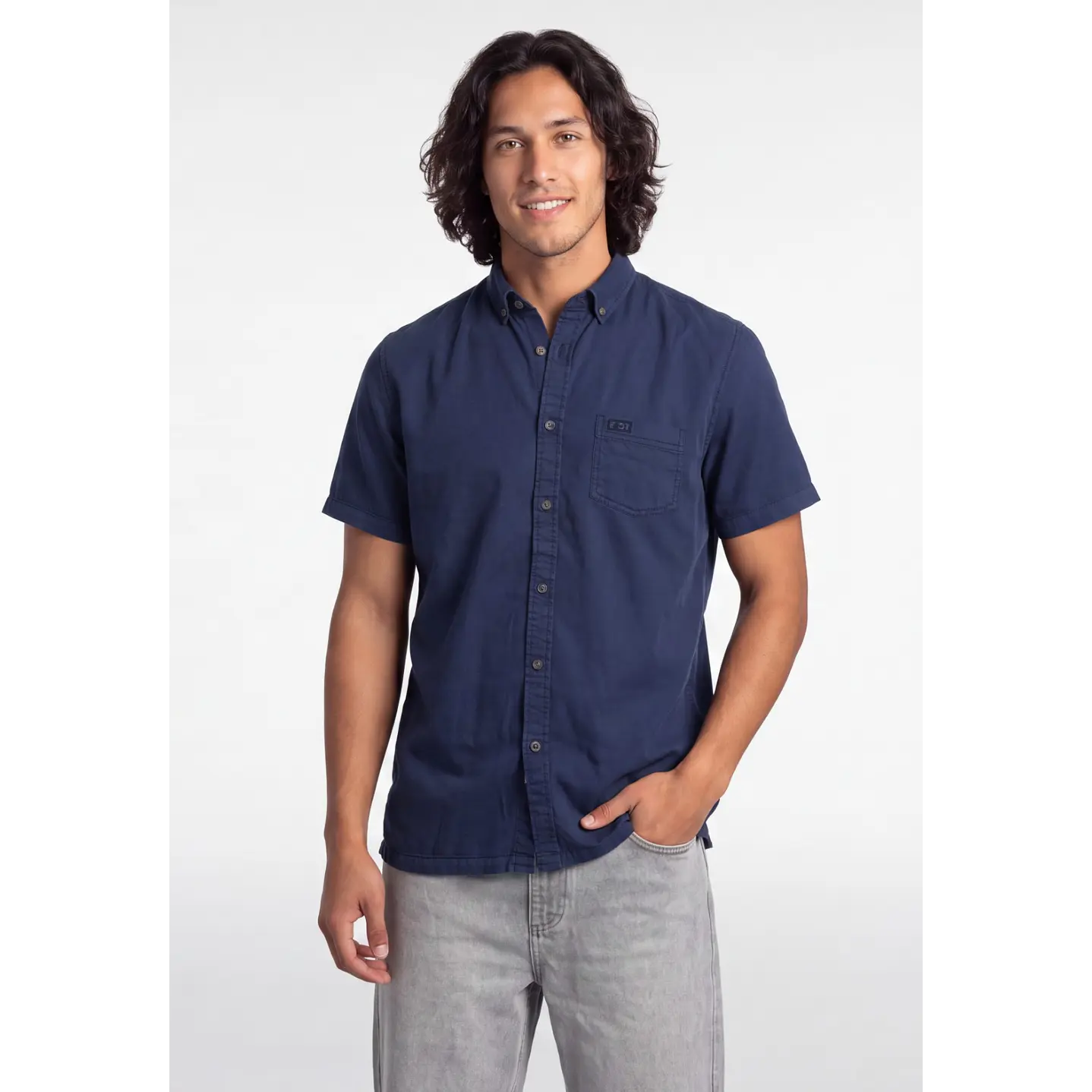 Camisa Lisa Hombre Azul 1