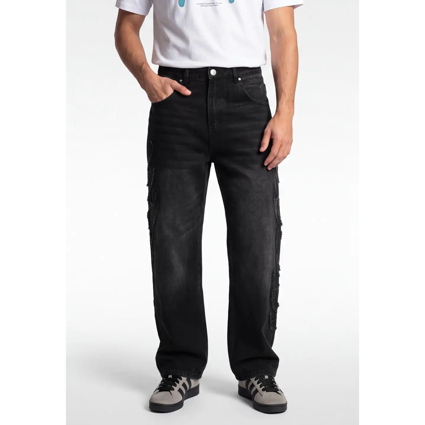Jeans Parches Baggy Hombre Negro 1