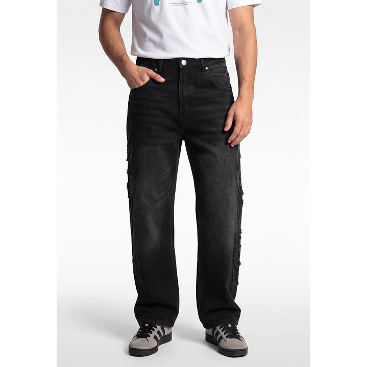 Jeans Parches Baggy Hombre Negro 1