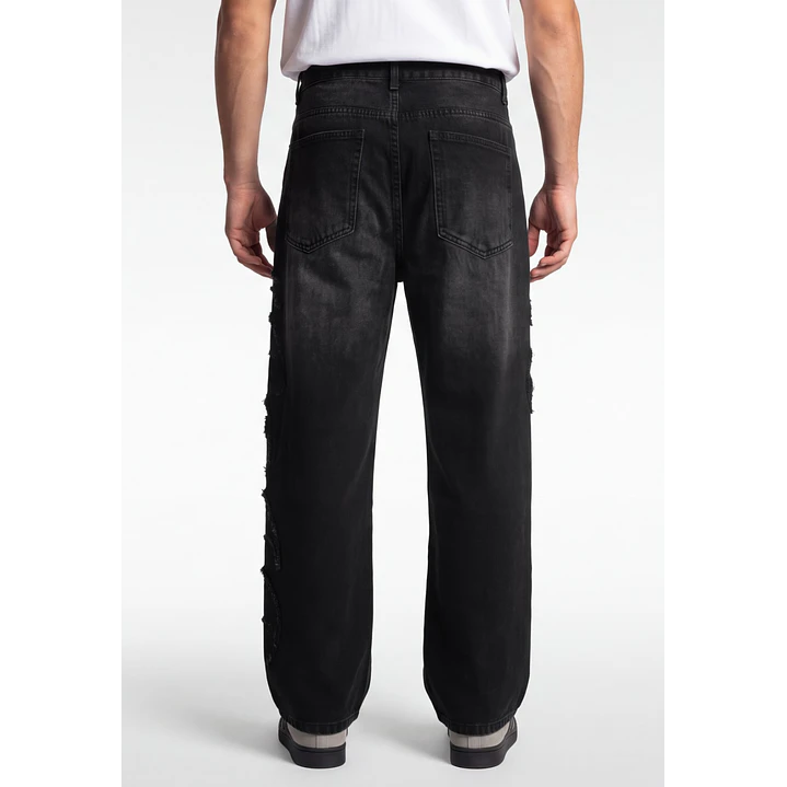 Jeans Parches Baggy Hombre Negro 2