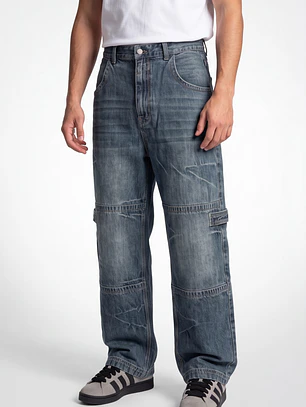 Jeans Parche Skater Hombre Azul
