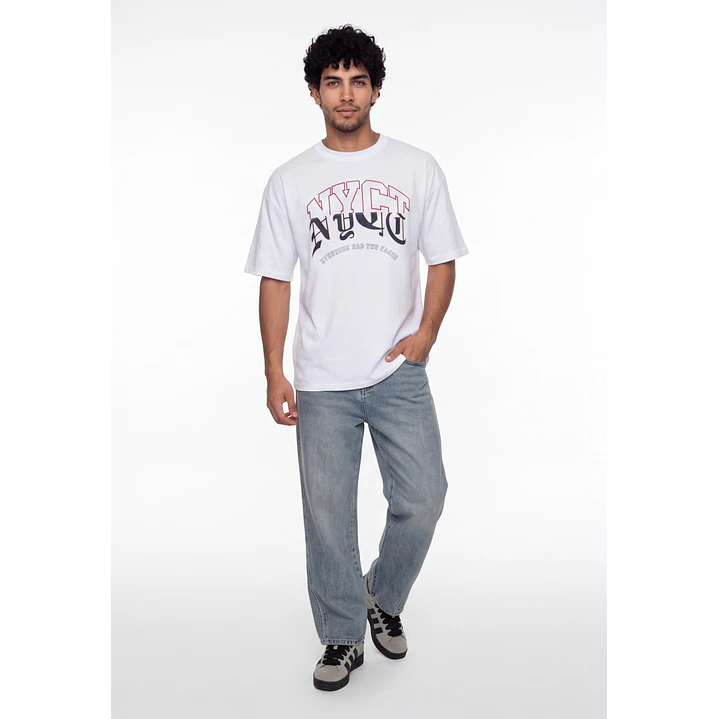 Polera Bi Color Hombre Blanco 3