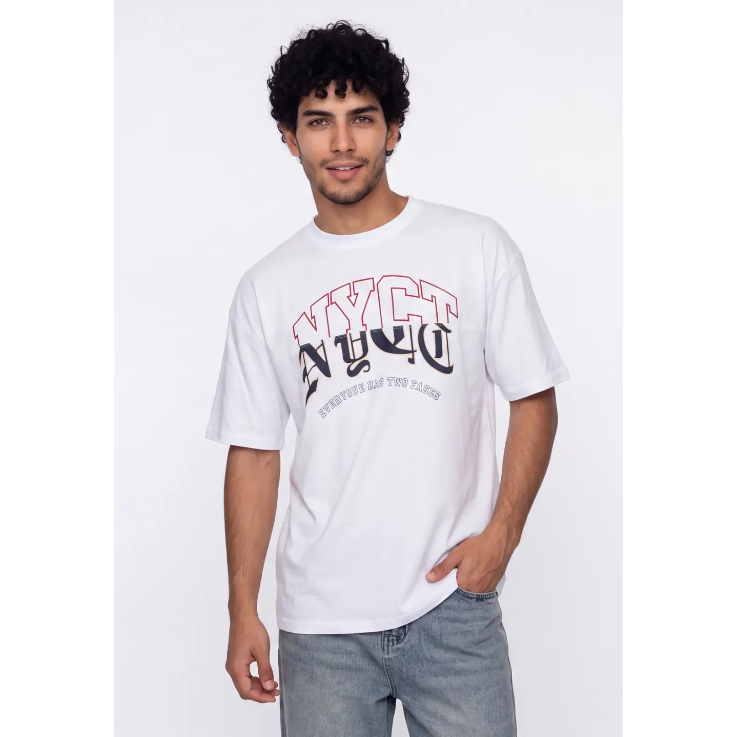 Polera Bi Color Hombre Blanco 1