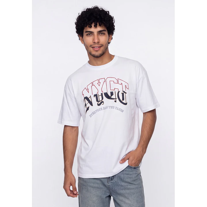 Polera Bi Color Hombre Blanco 1