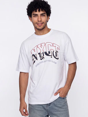 Polera Bi Color Hombre Blanco