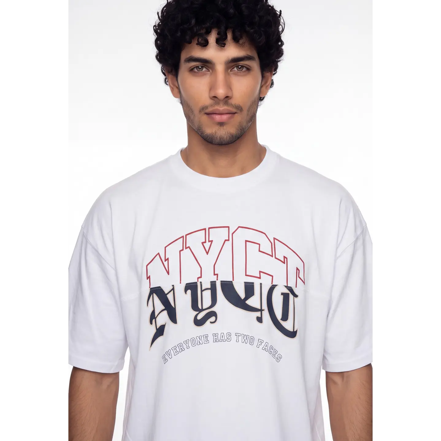 Polera Bi Color Hombre Blanco 4