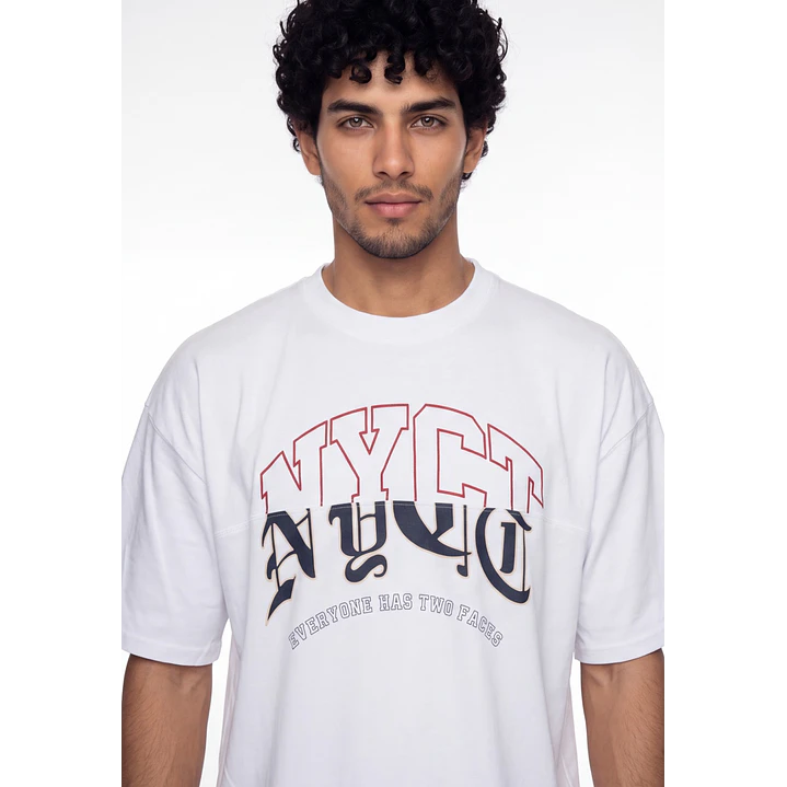 Polera Bi Color Hombre Blanco 4