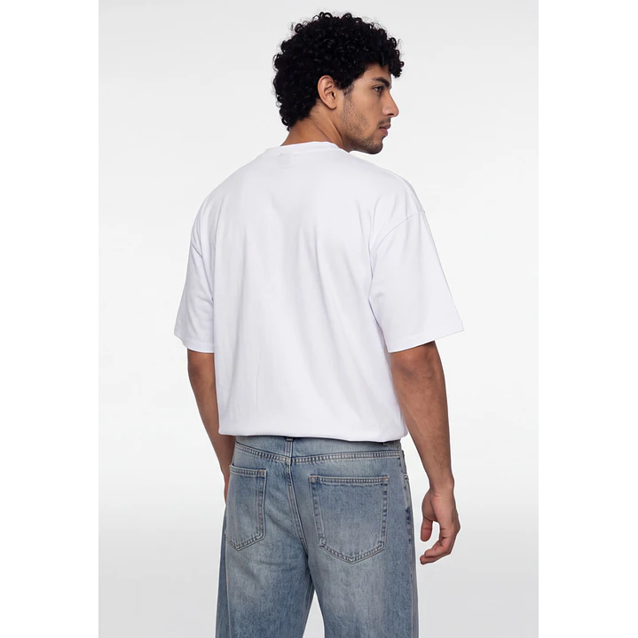 Polera Bi Color Hombre Blanco 2