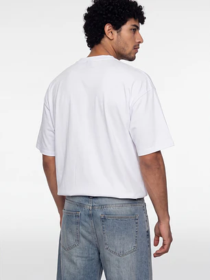 Polera Bi Color Hombre Blanco