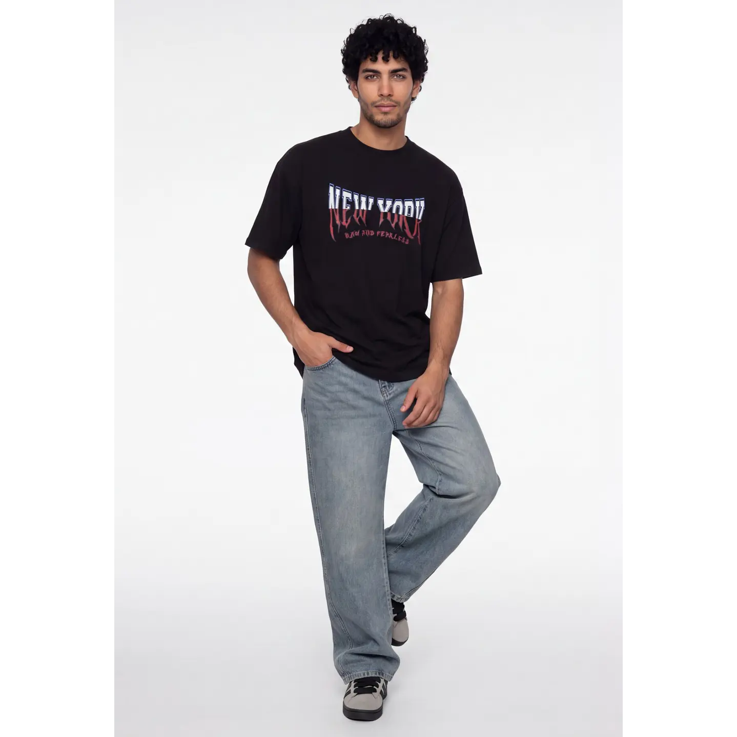 Polera Bi Color Hombre Negro 3