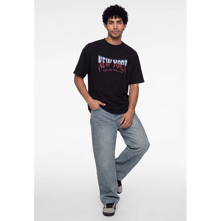 Polera Bi Color Hombre Negro 3
