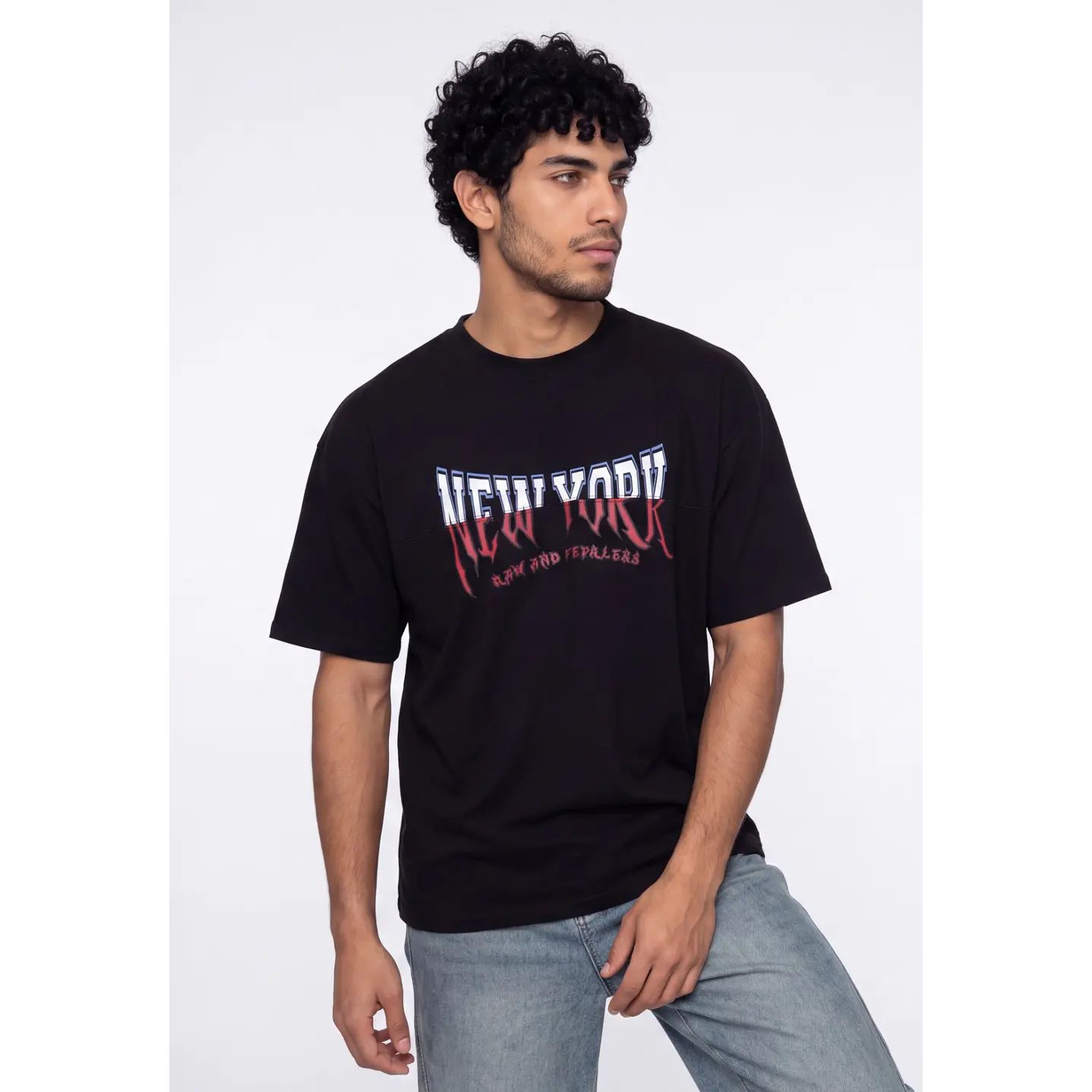 Polera Bi Color Hombre Negro 1