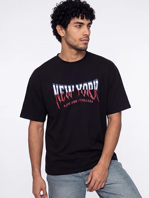 Polera Bi Color Hombre Negro