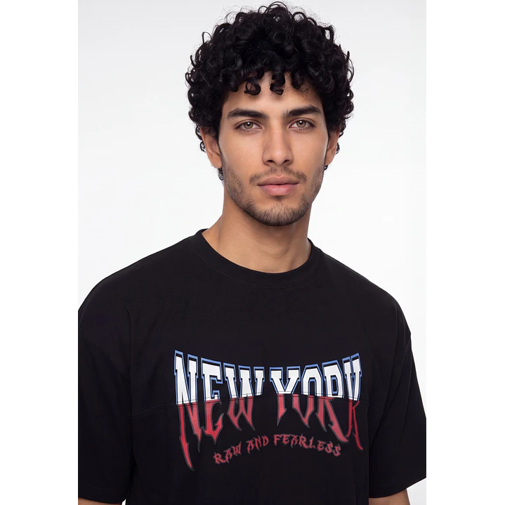 Polera Bi Color Hombre Negro 4