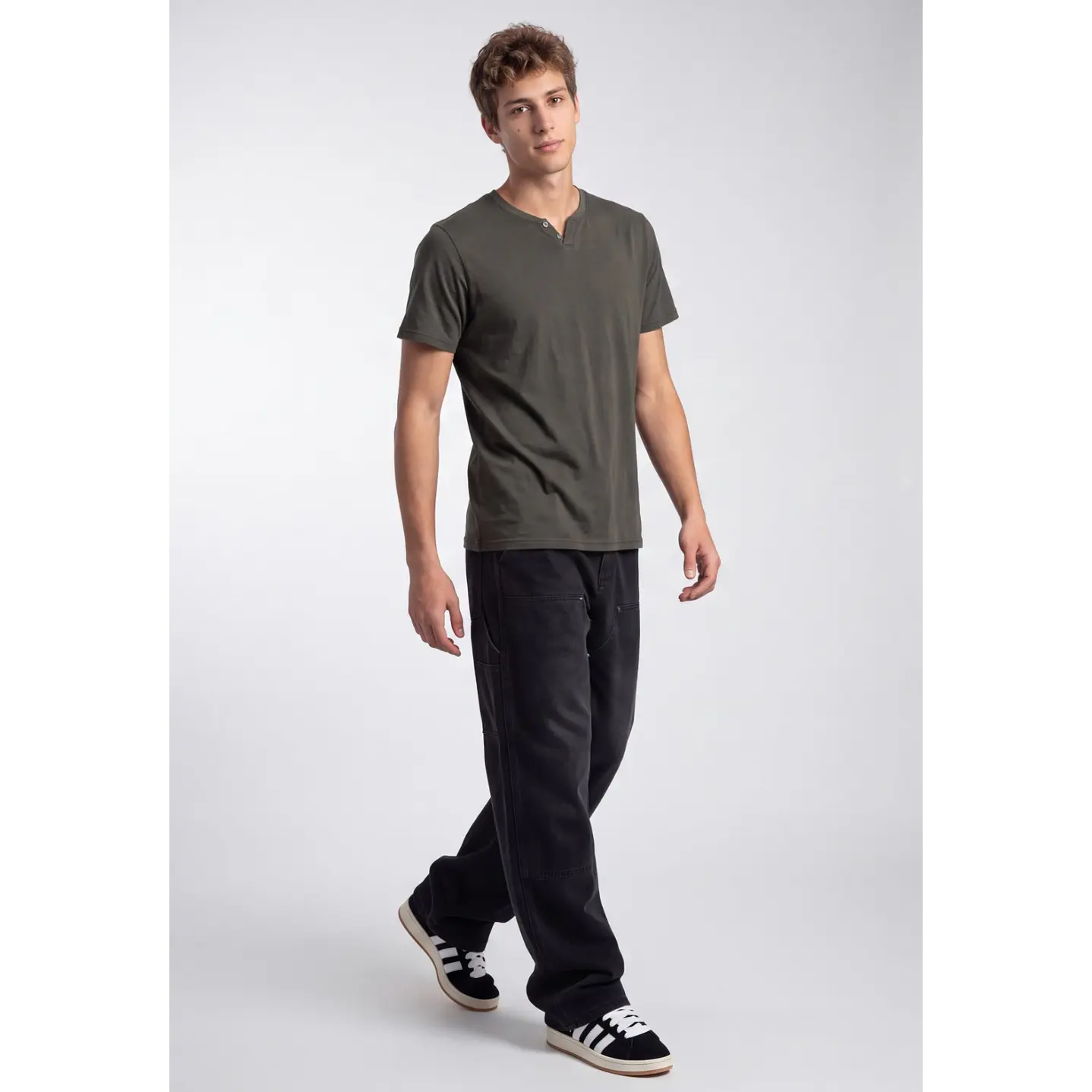 Polera Botones Hombre Verde 1