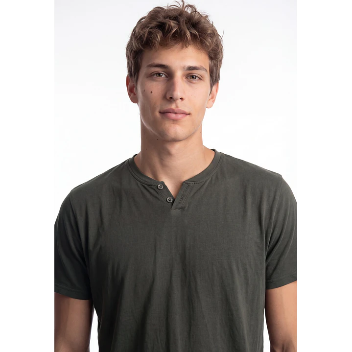 Polera Botones Hombre Verde 4