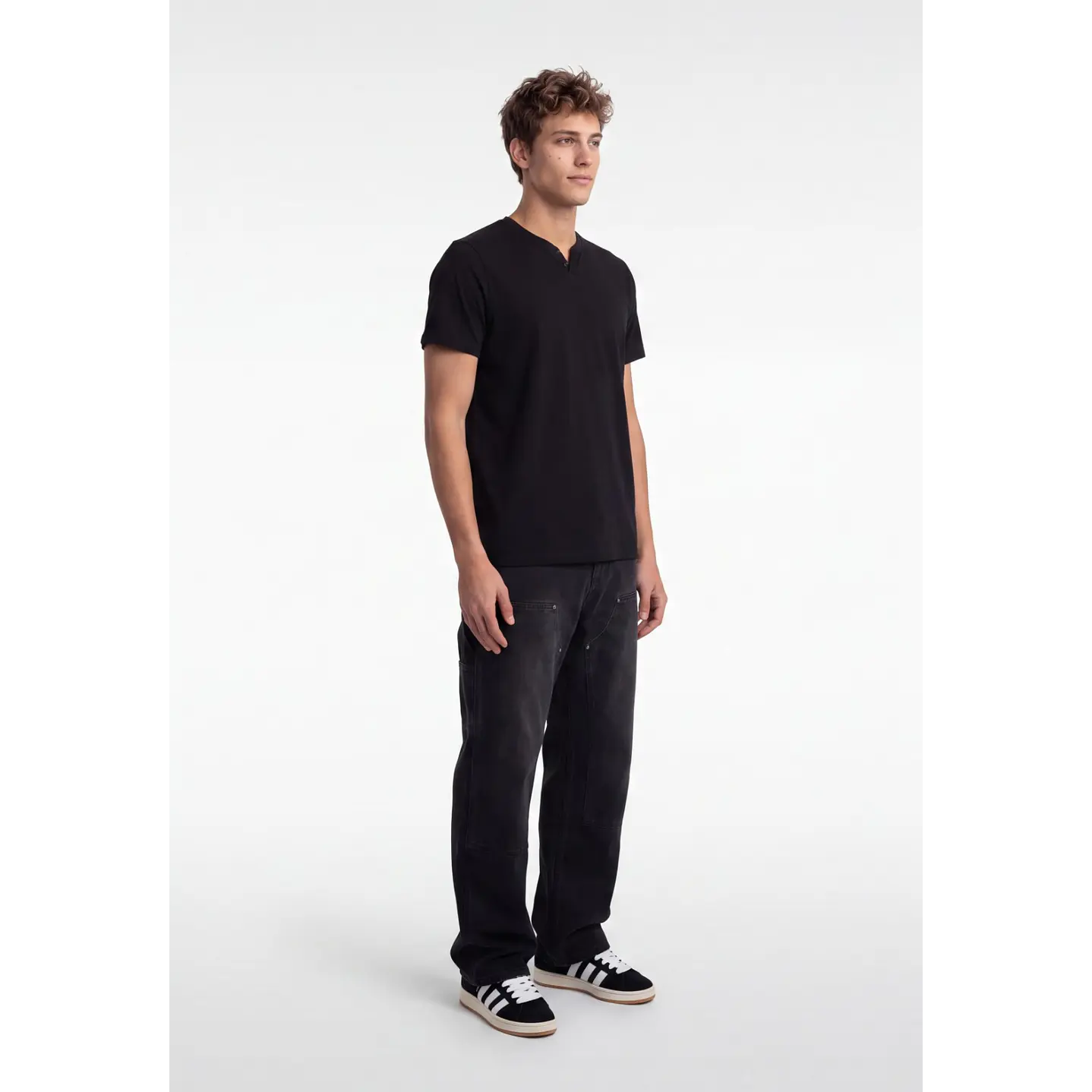Polera Botones Hombre Negro 1