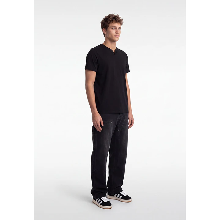 Polera Botones Hombre Negro 1