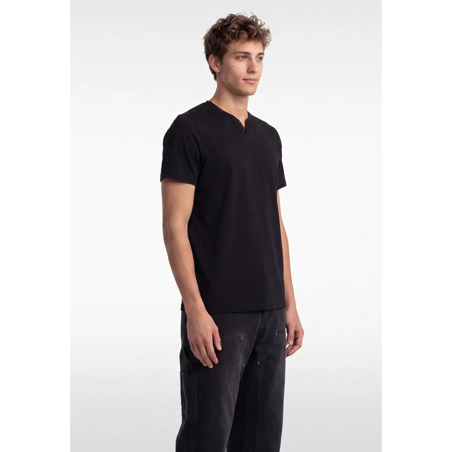 Polera Botones Hombre Negro 3