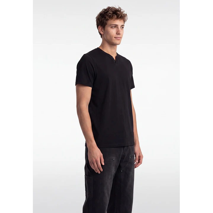 Polera Botones Hombre Negro 3
