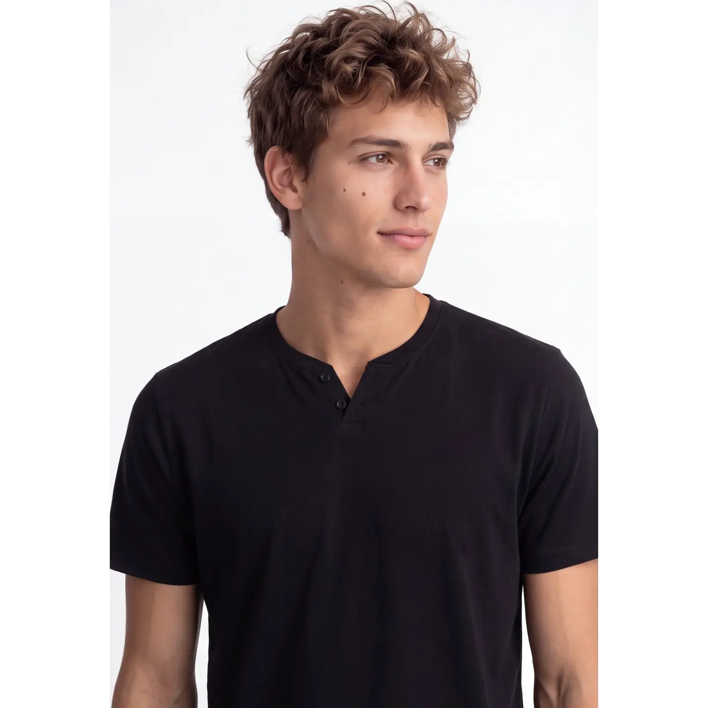 Polera Botones Hombre Negro 4