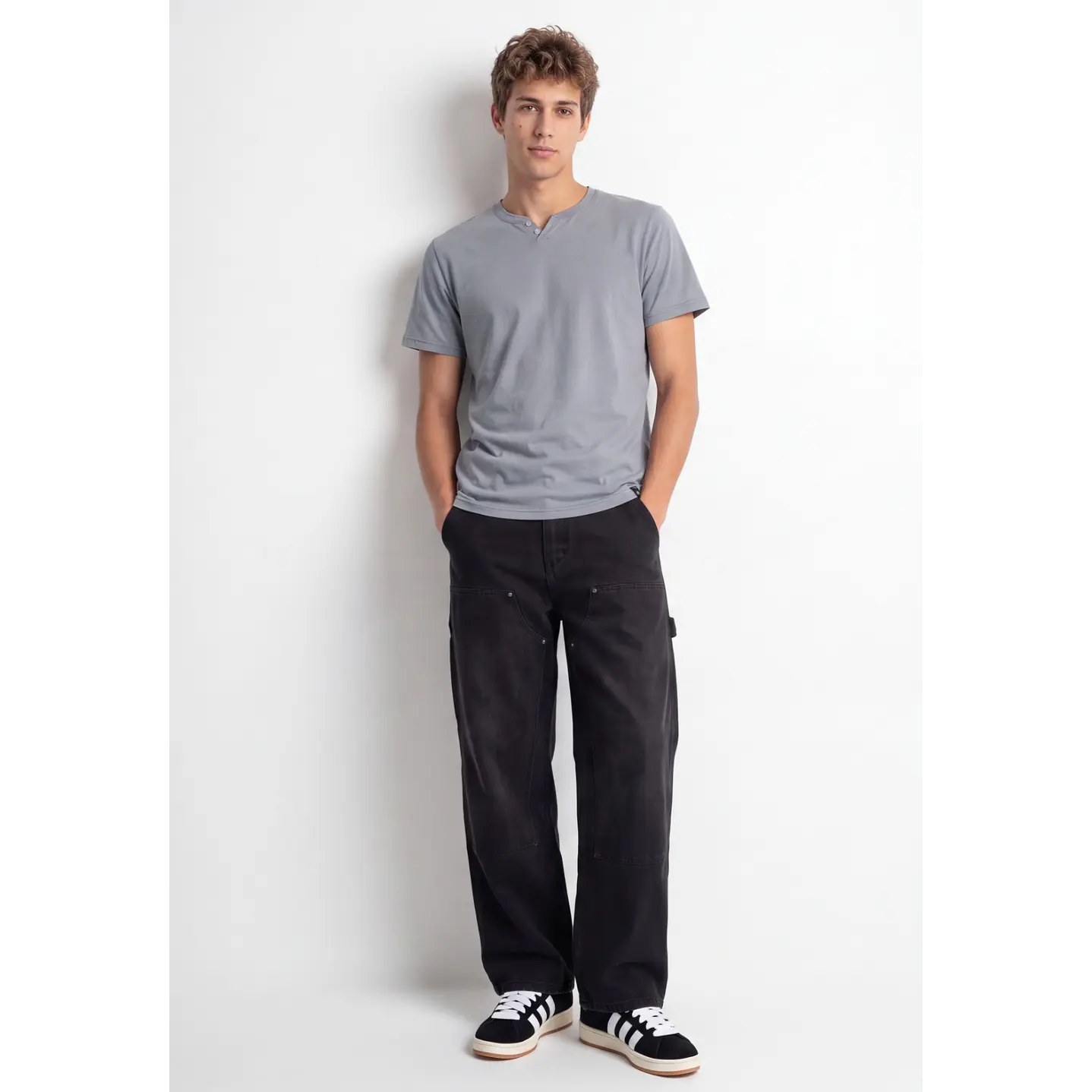 Polera Botones Hombre Gris 1