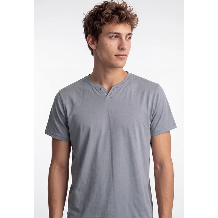 Polera Botones Hombre Gris 4