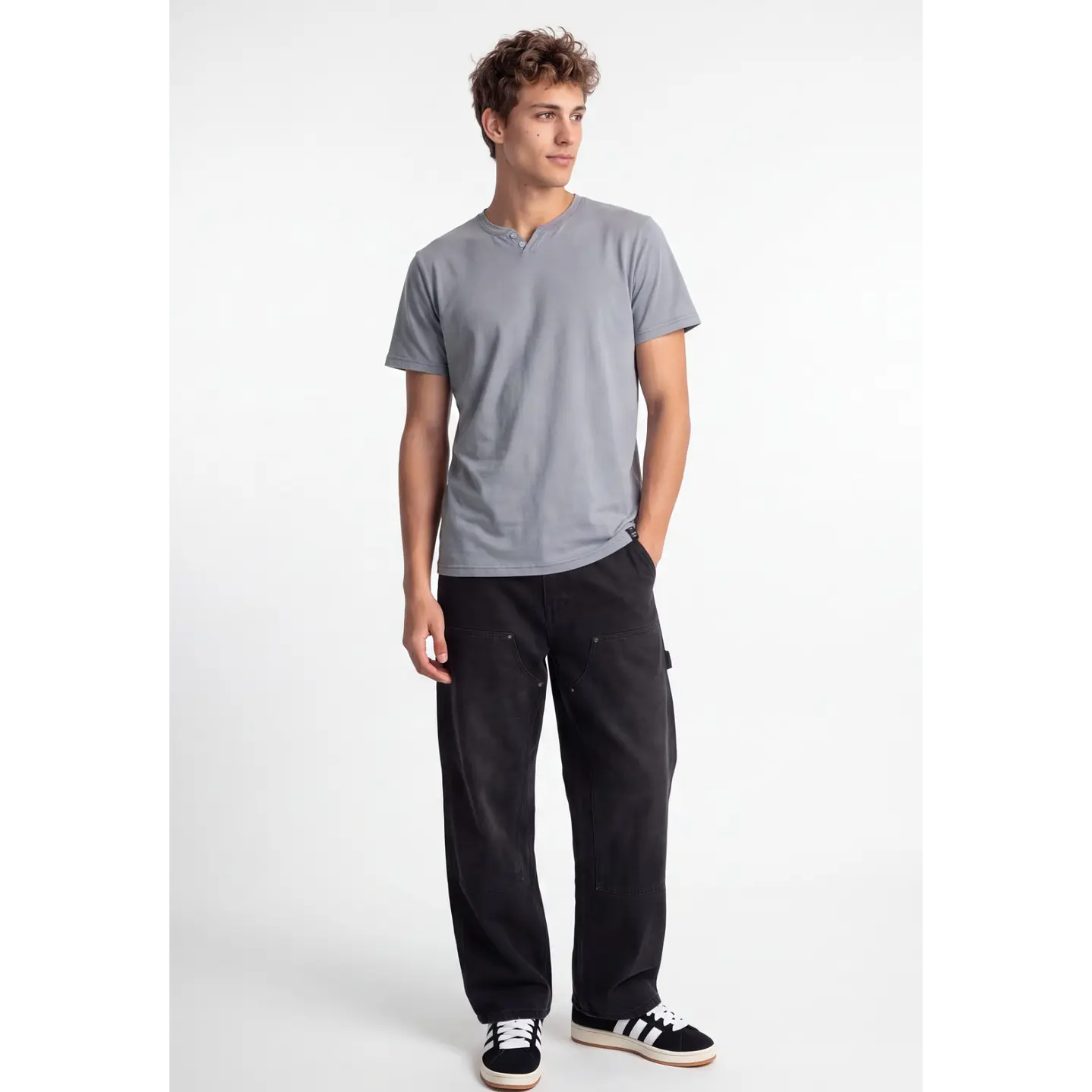 Polera Botones Hombre Gris 3