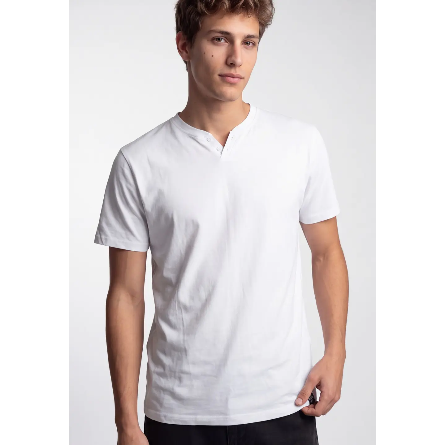 Polera Botones Hombre Blanco 1