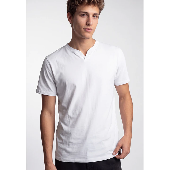 Polera Botones Hombre Blanco 1