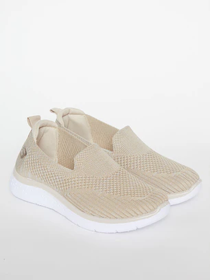 Zapatilla Slip-On Mujer Beige