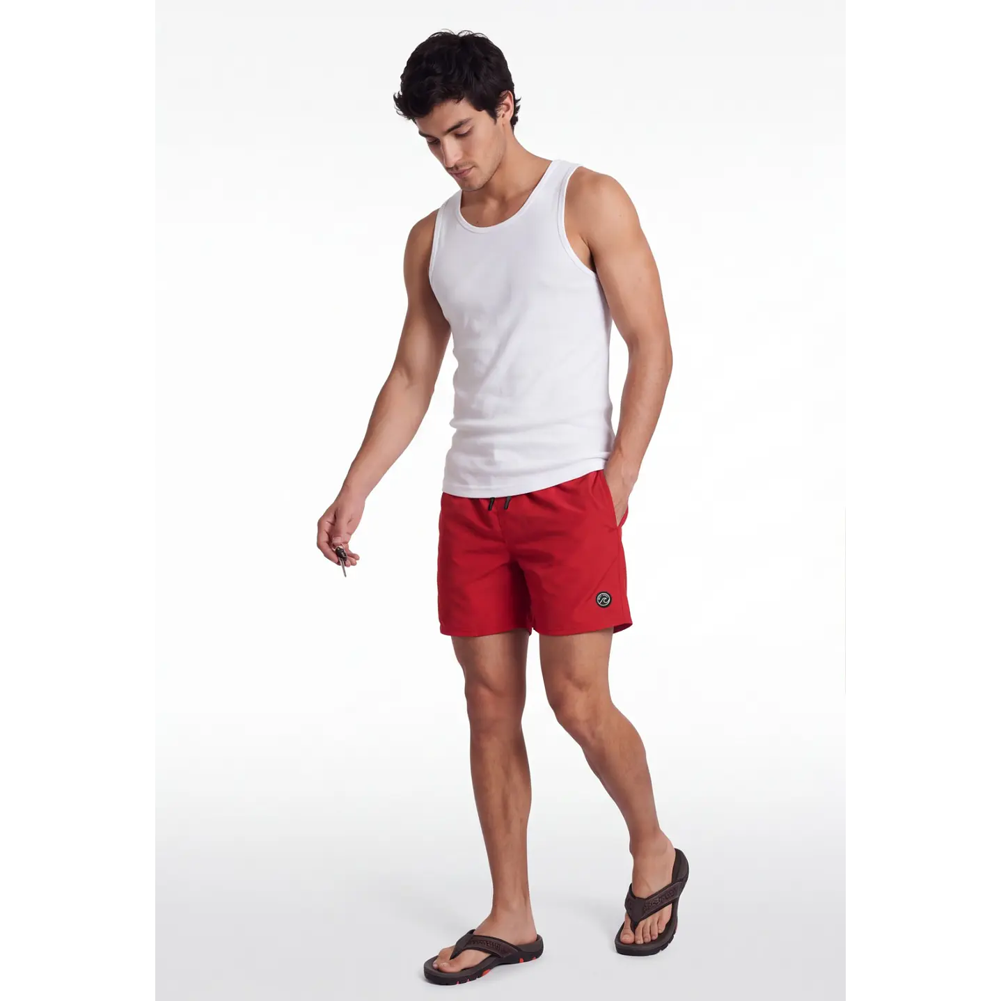 Traje De Baño Clásico Hombre Rojo 3
