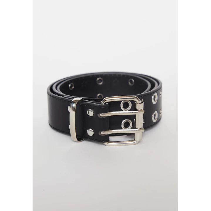 Cinturón Doble Eyelet Mujer Negro 1