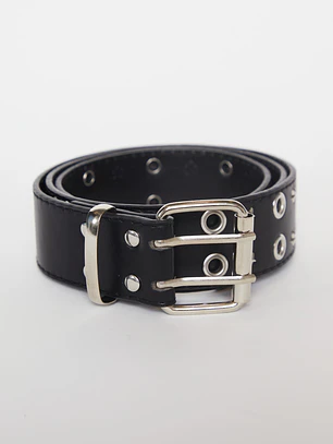 Cinturón Doble Eyelet Mujer Negro