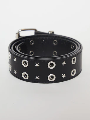 Cinturón Doble Eyelet Mujer Negro