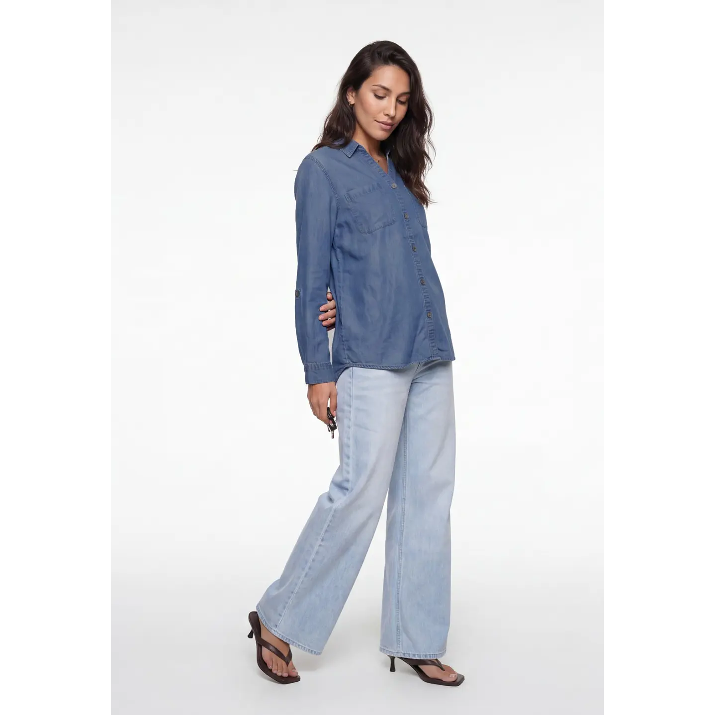 Blusa Denim Mujer Manga Larga Azul 3