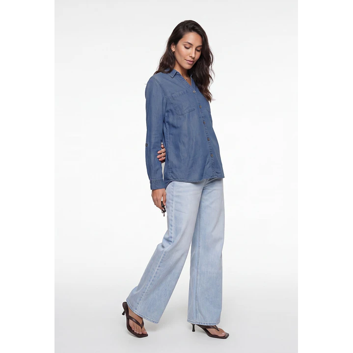 Blusa Denim Mujer Manga Larga Azul 3