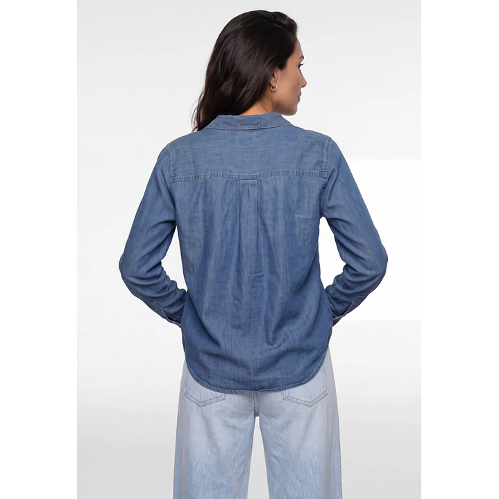 Blusa Denim Mujer Manga Larga Azul 2