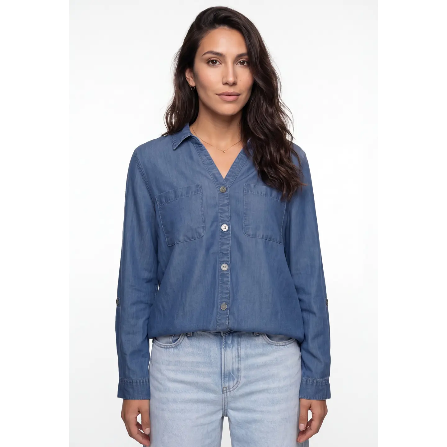 Blusa Denim Mujer Manga Larga Azul 4