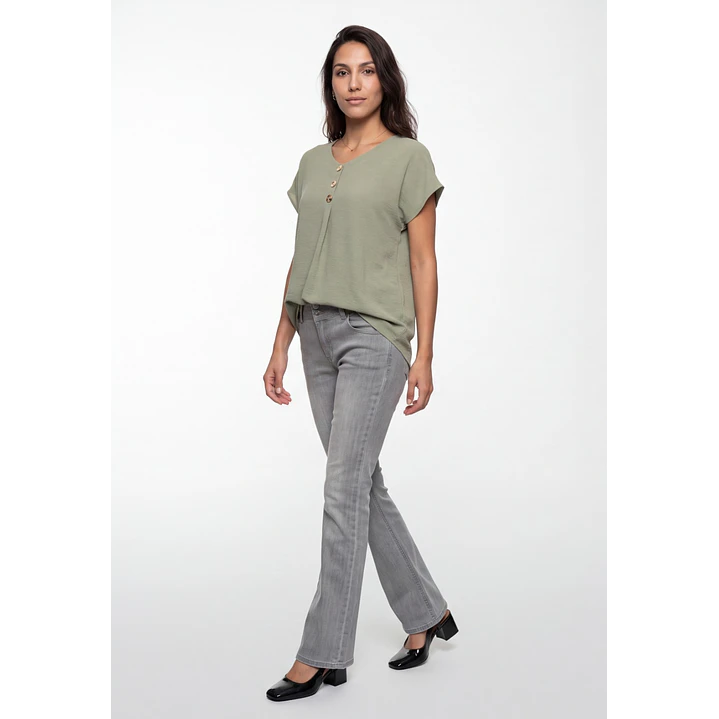 Blusa Botones Mujer Verde 3