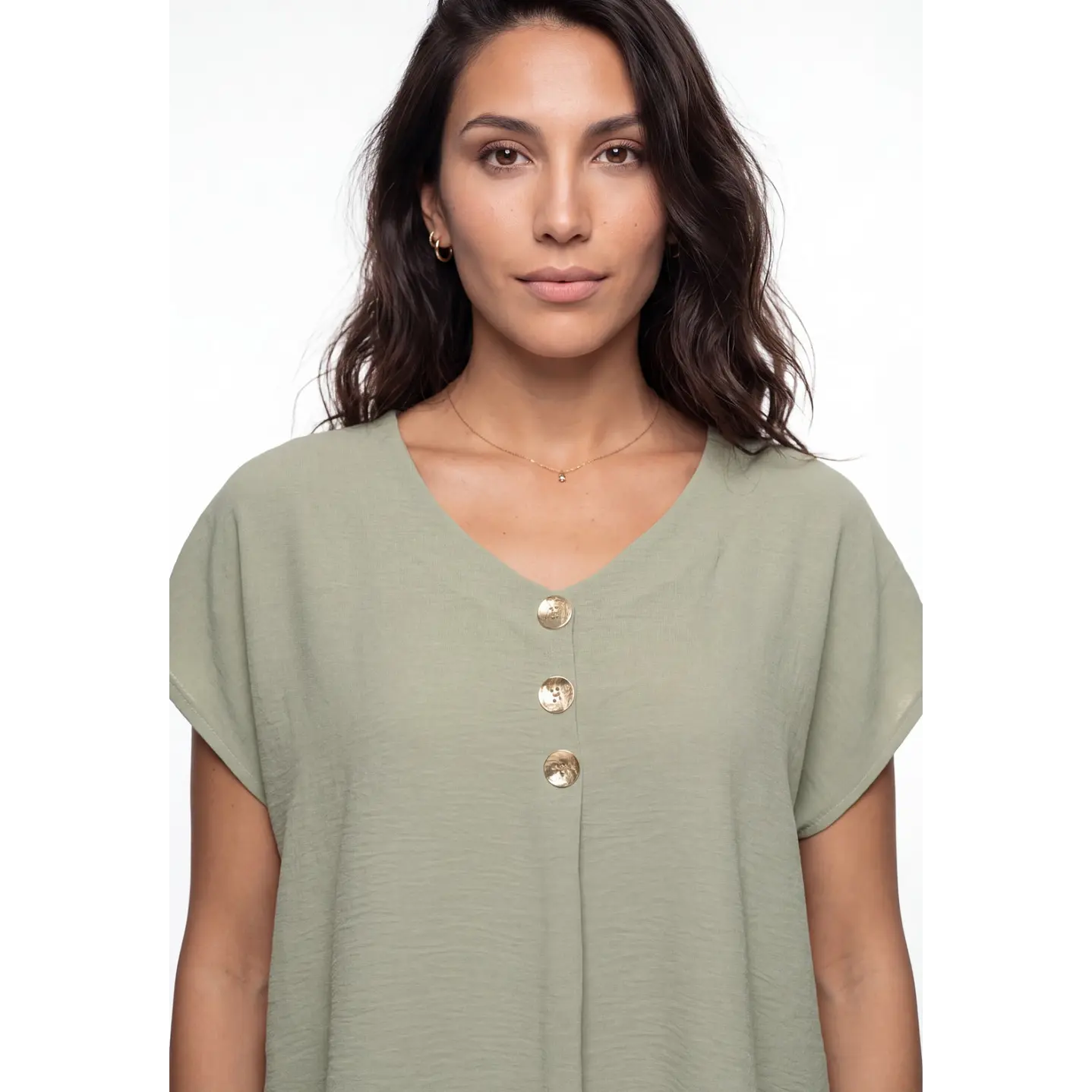 Blusa Botones Mujer Verde 4