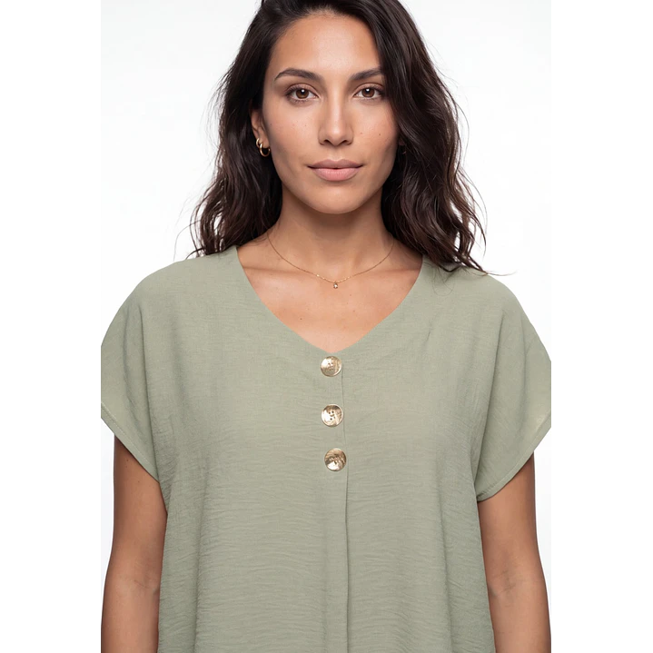 Blusa Botones Mujer Verde 4