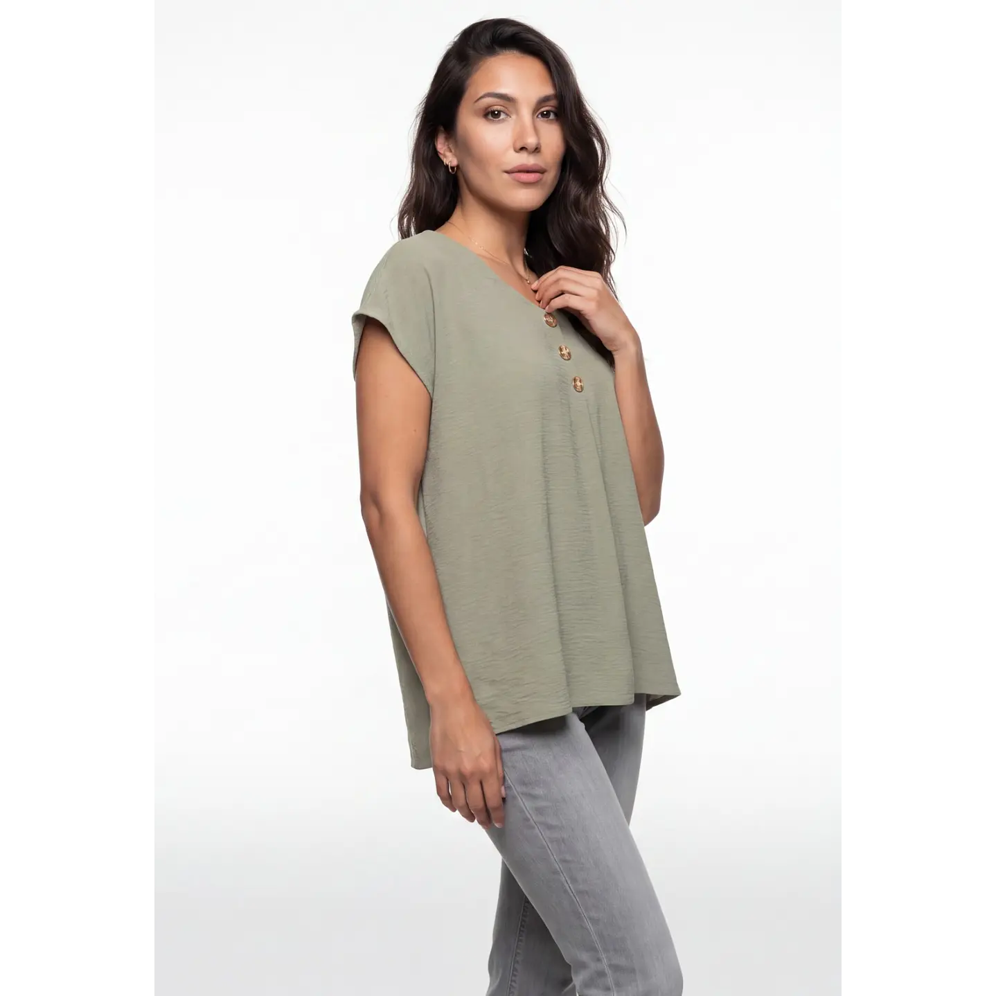 Blusa Botones Mujer Verde 1